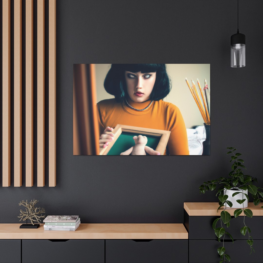 9. Cascading Ferns and Geometric Frames on a Warm Wood Canvas