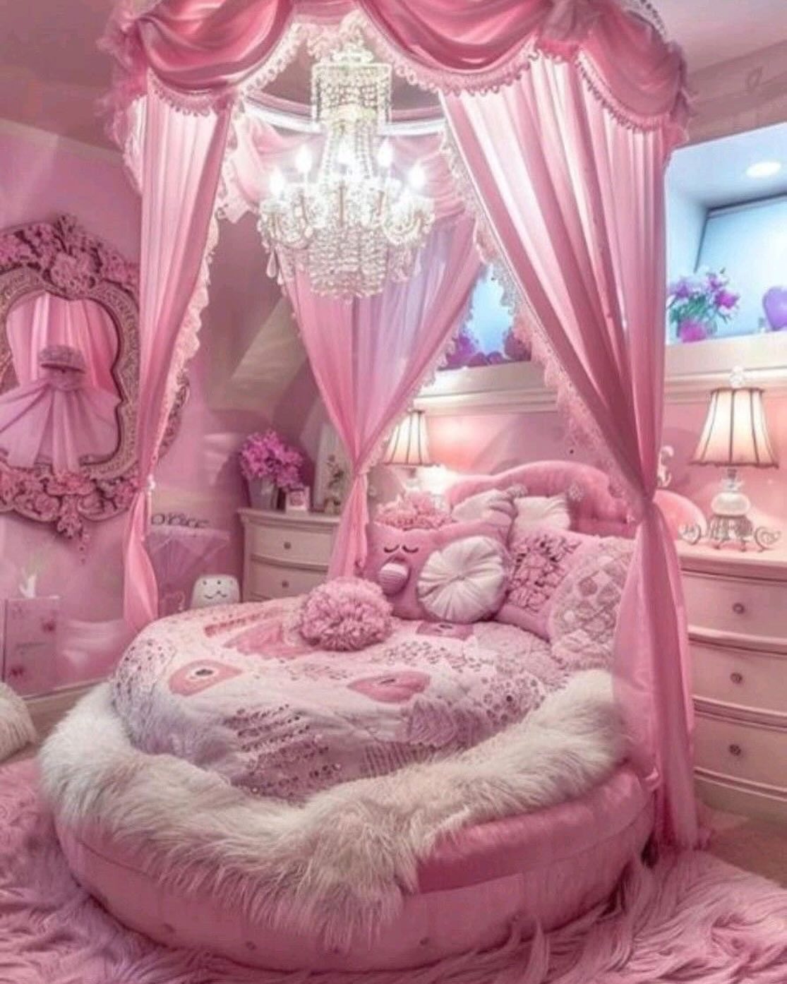 25. Lush Lavender Accents with Vintage Rose Wallpaper In a Cozy Nook