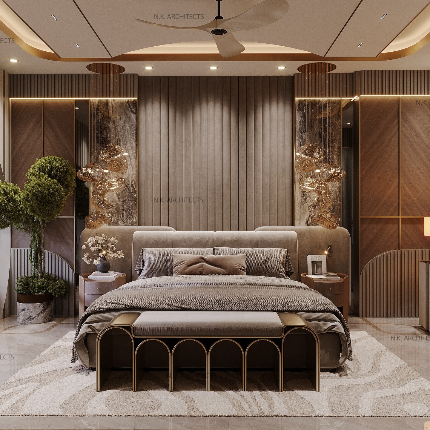 29. Midnight Indigo and Gold Accents Bedroom Retreat