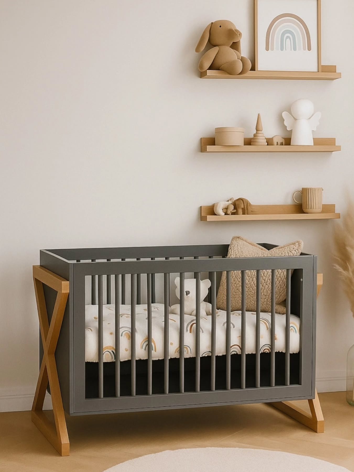3. the Geometric Crib Mobile and Monochrome Wall Art Nursery