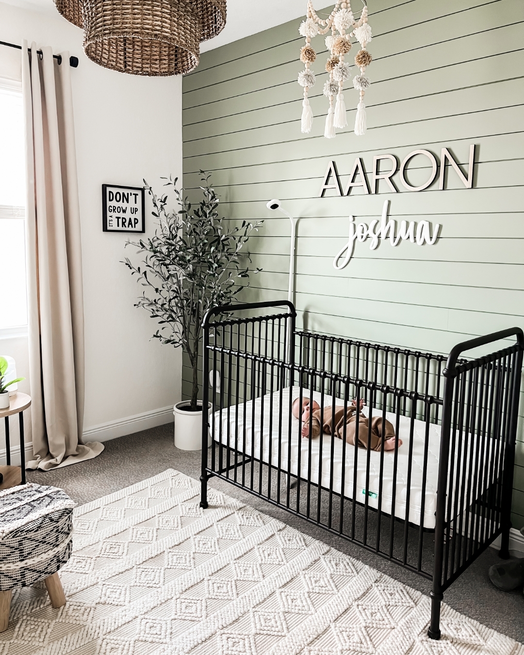 40. Sage Green and Gold Accents In a Crib Canopy Wonderland