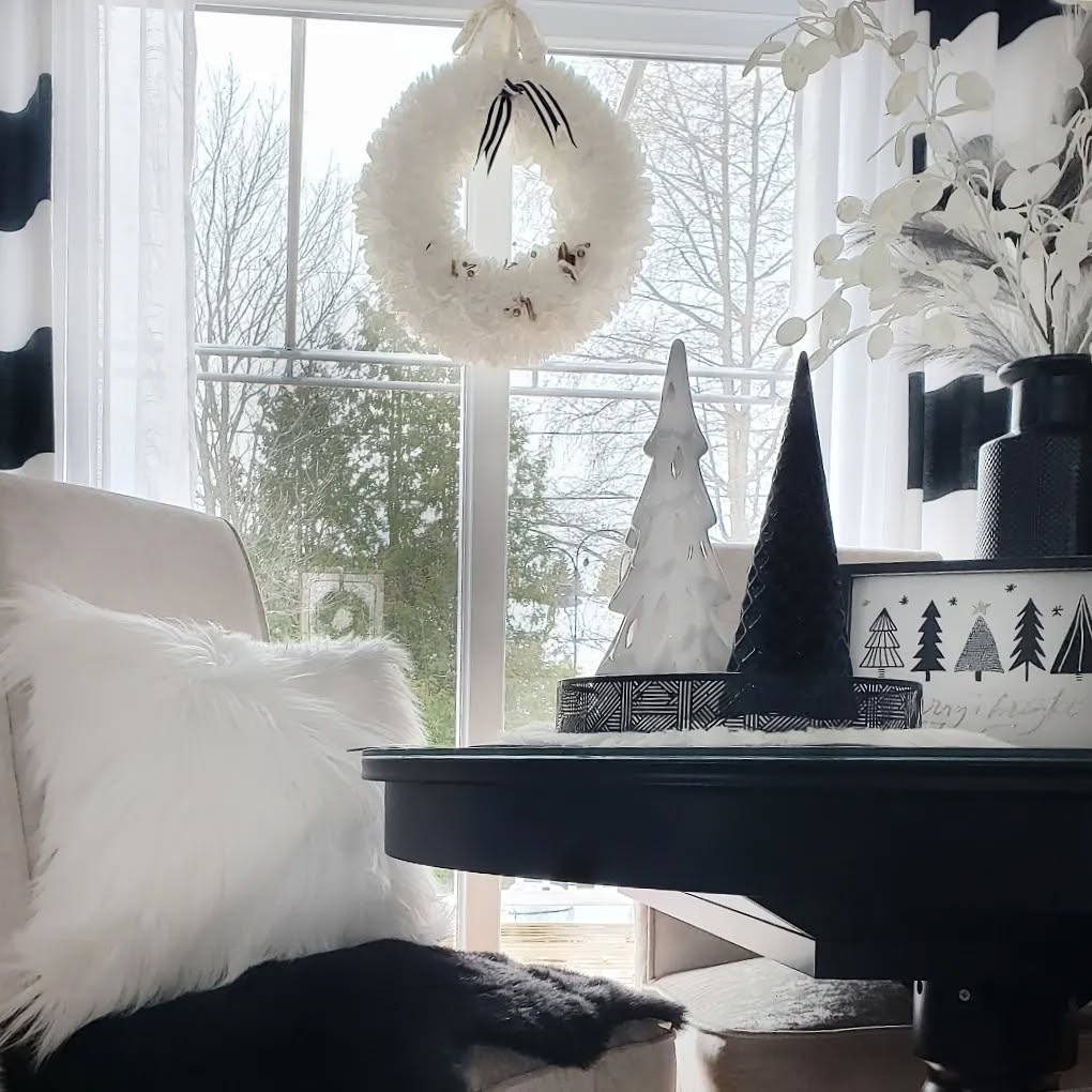 6. a Monochrome Symphony Of Snowflakes and Ribbons on a Vintage Mantelpiece