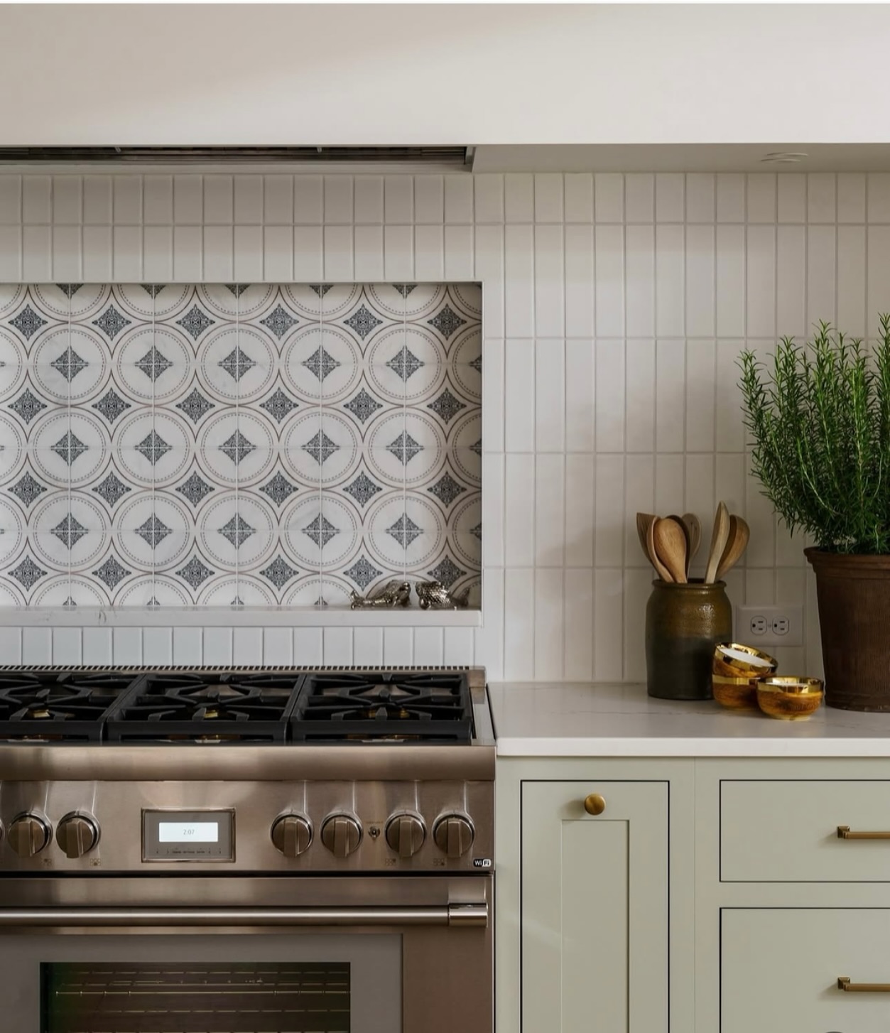 34. Cobalt Blue Herringbone Tiles with Copper Accents Meet Industrial Chic