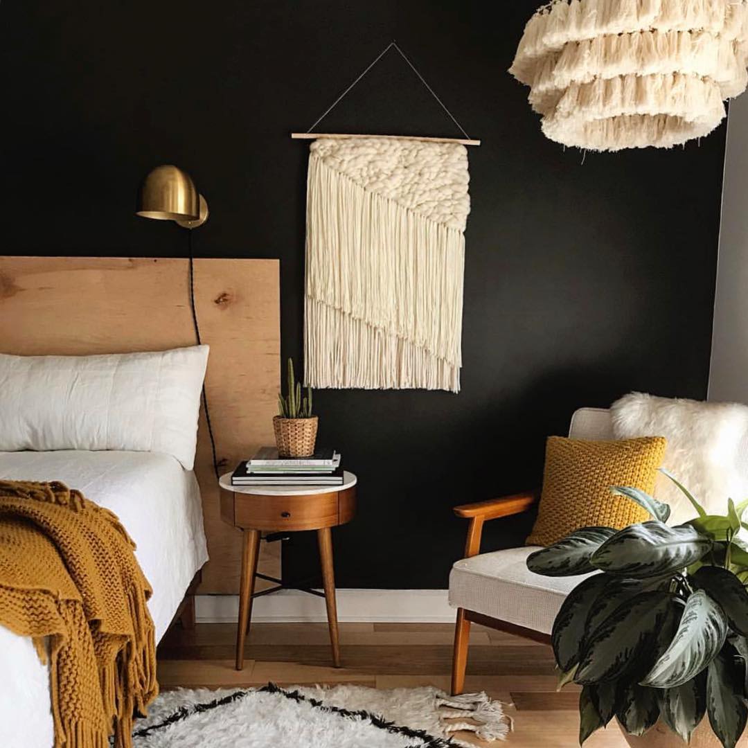 5. Moonlit Macrame and Moroccan Lanterns: a Dark Boho Haven