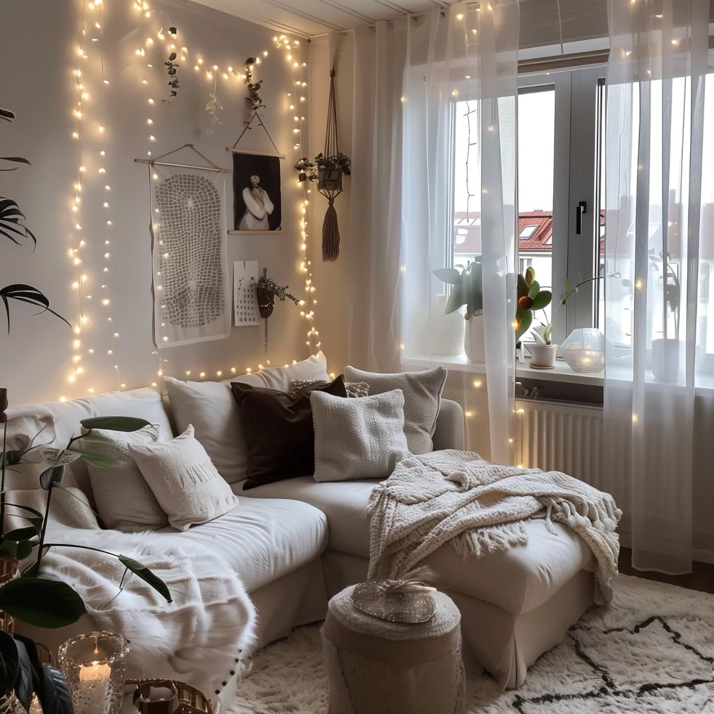 18. Cozy Nook with a Floating Shelf and Potted Plant Alcove