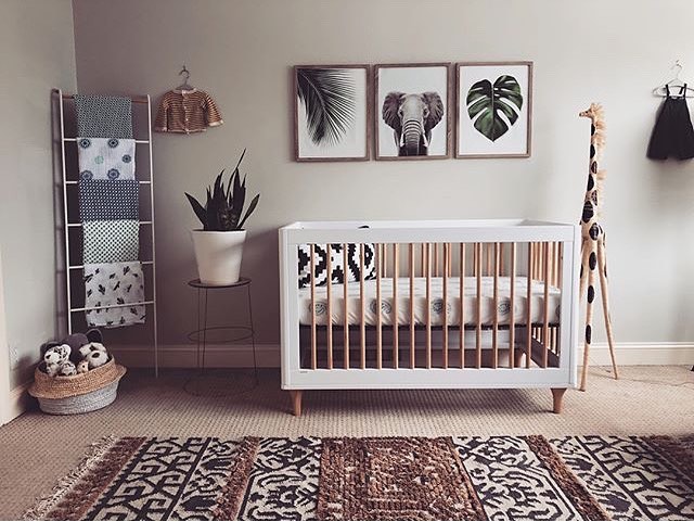 21. Moonlit Meadow Crib Mobile with Forest Friends Above a Starry Canopy Bed