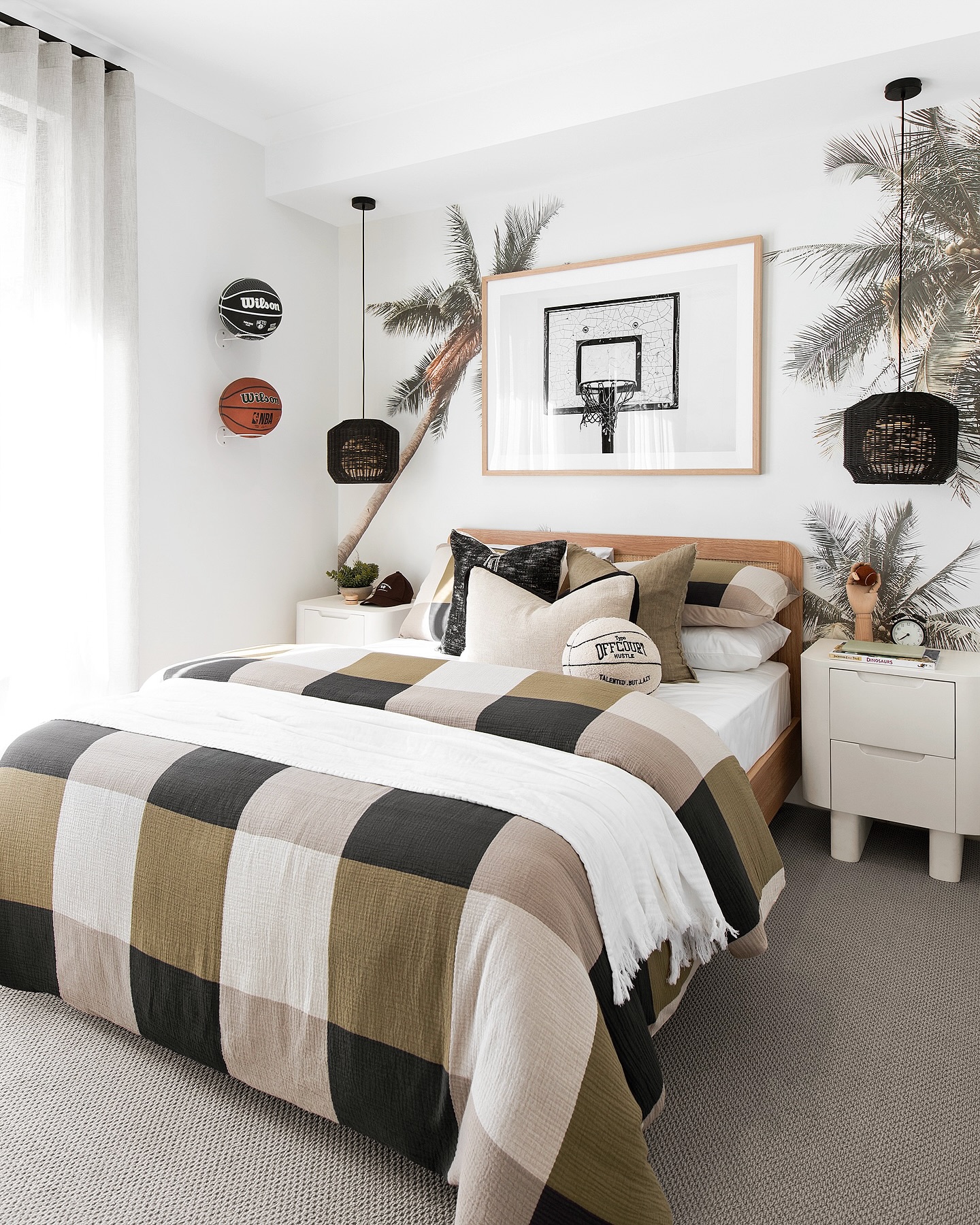 3. a Symphony Of Geometric Patterns and Indigo Hues on a Bedroom Wall