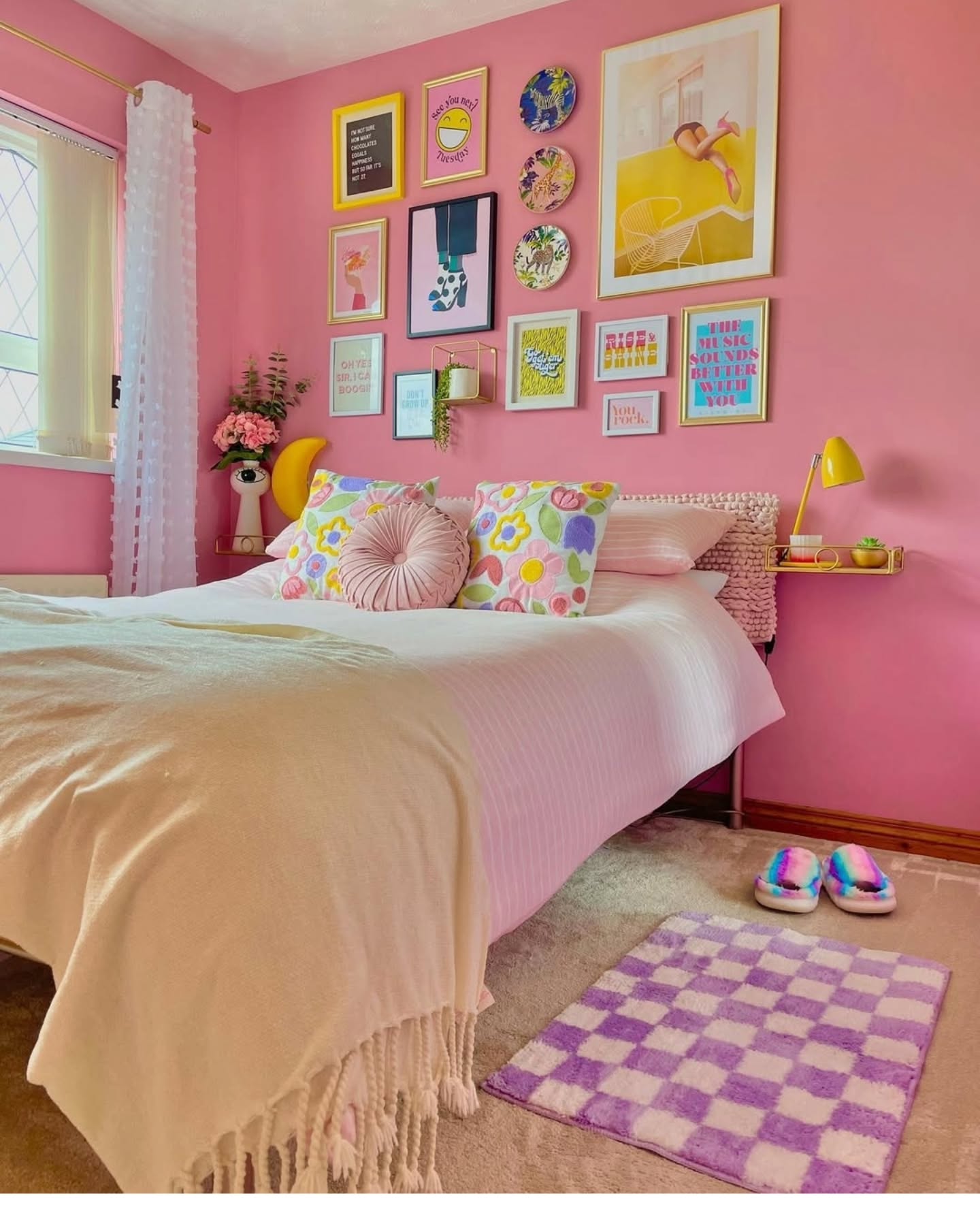 2. a Ballet Slipper Pink Canopy Bed with Lace and Floral Wall Accents