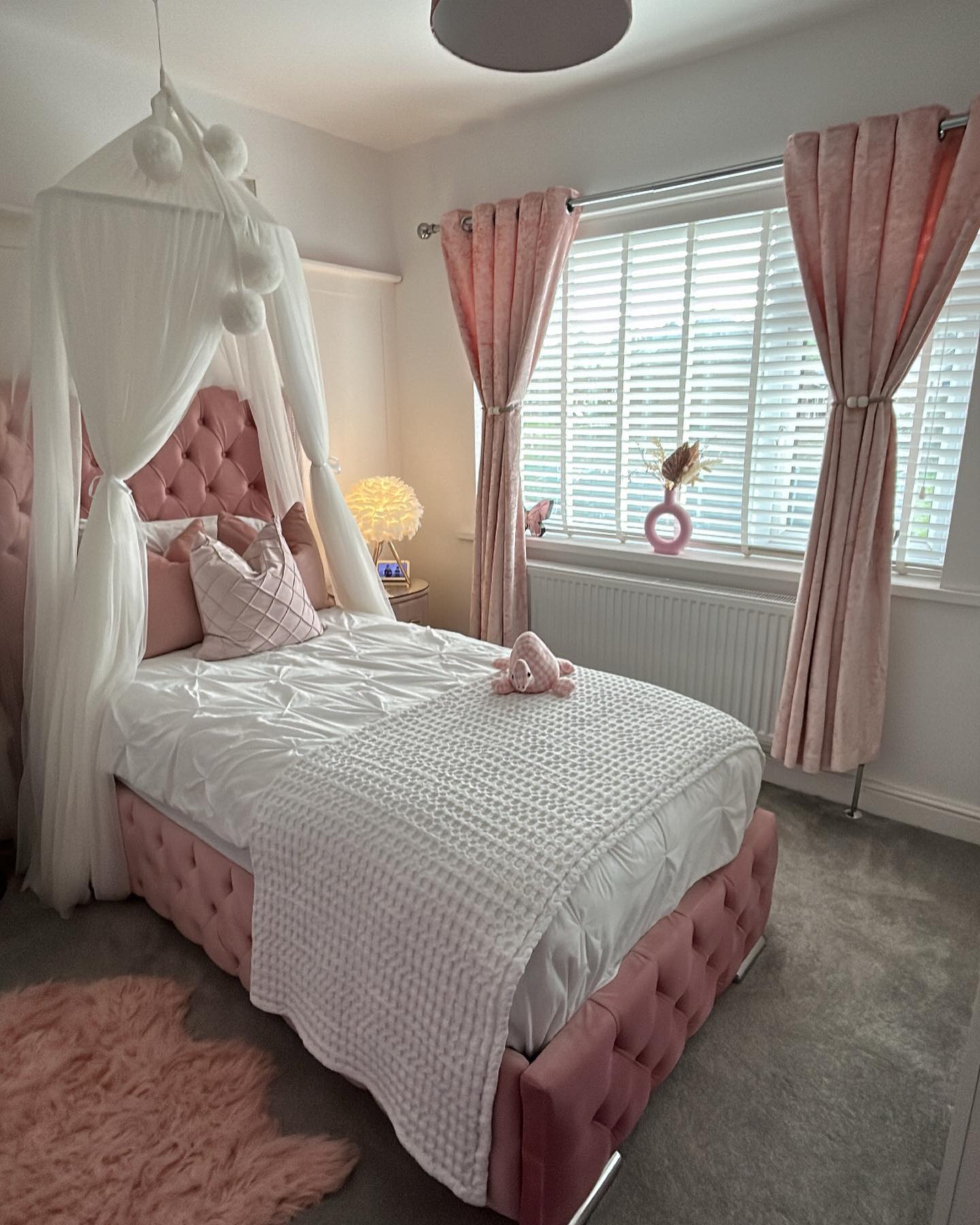4. Soft Blush Walls and Velvet Canopy: a Dreamy Escape for the Romantic Soul