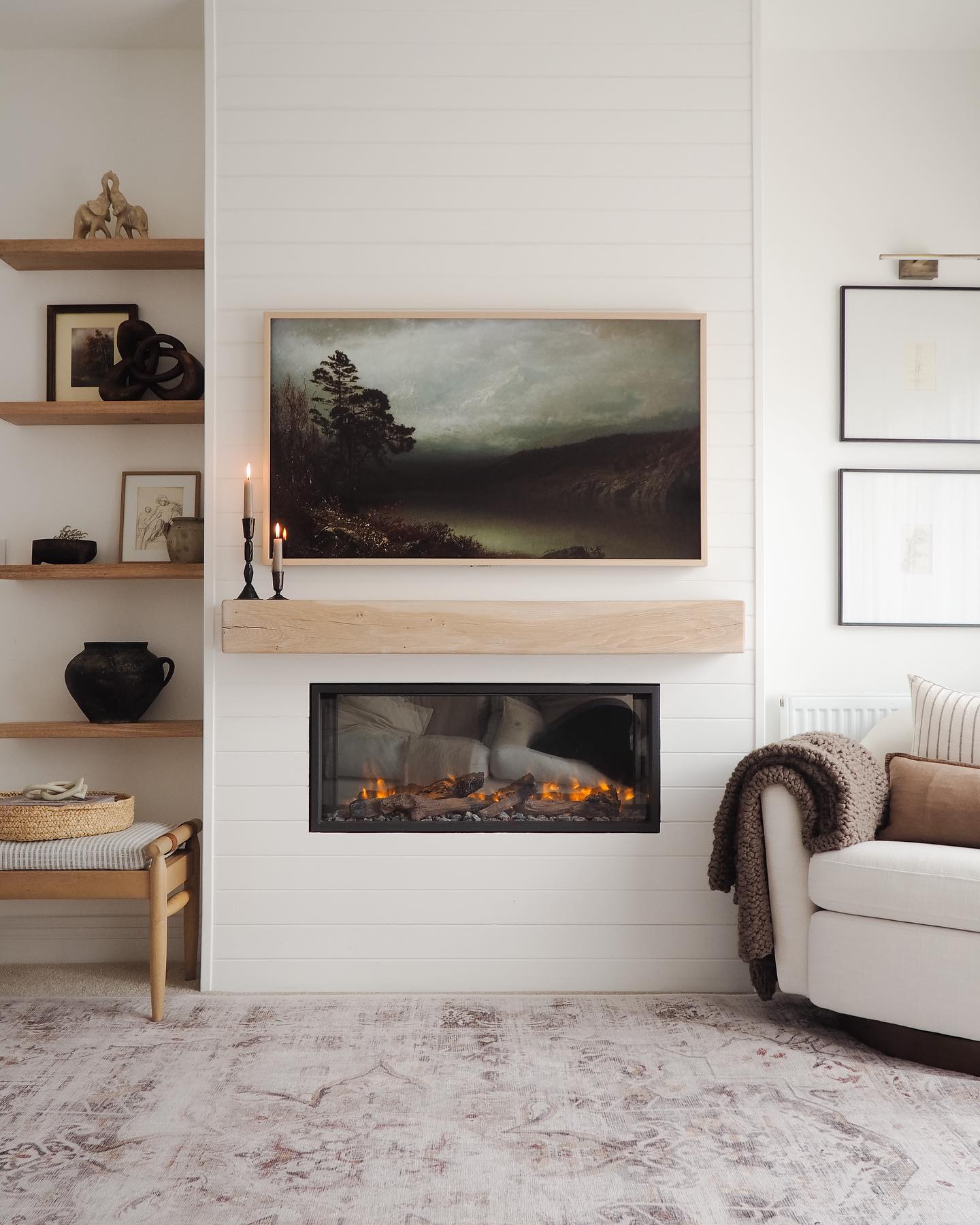 13. a Symphony Of Wood and Light: the Floating Shelves with Geometric Inserts