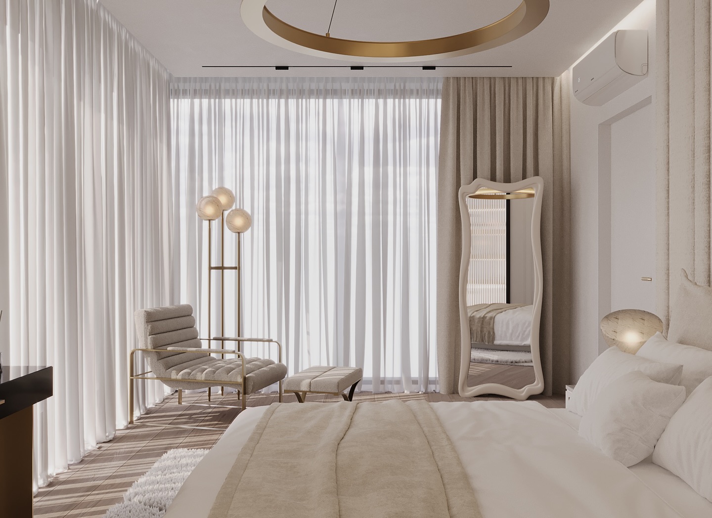 1. Moonlit Serenity: Silver Accents and Velvet Drapes In a Master Bedroom Oasis