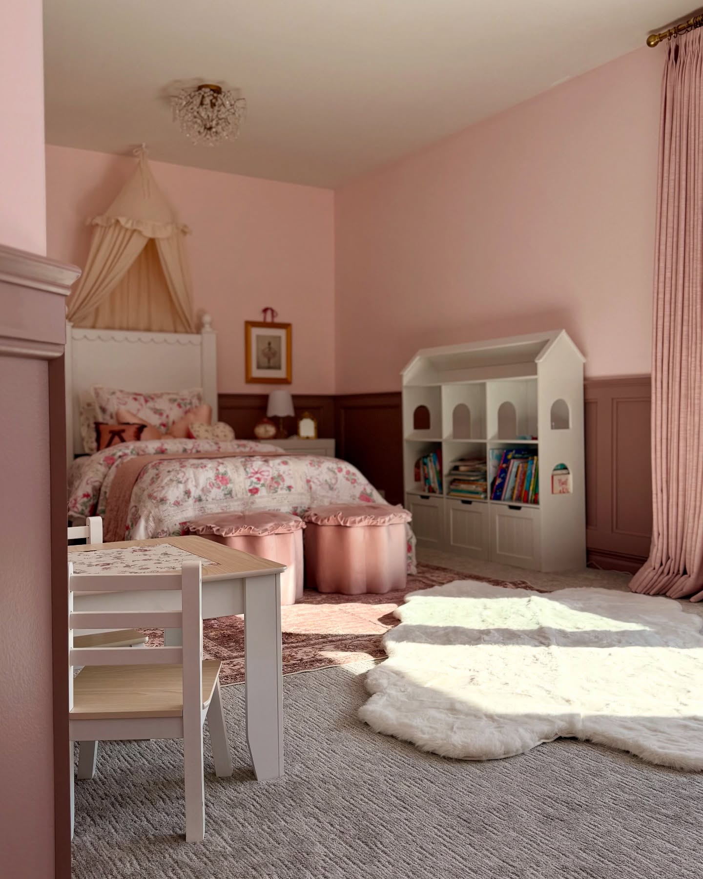 37. Cerise Canopy and Polka Dot Pillow Pink Haven