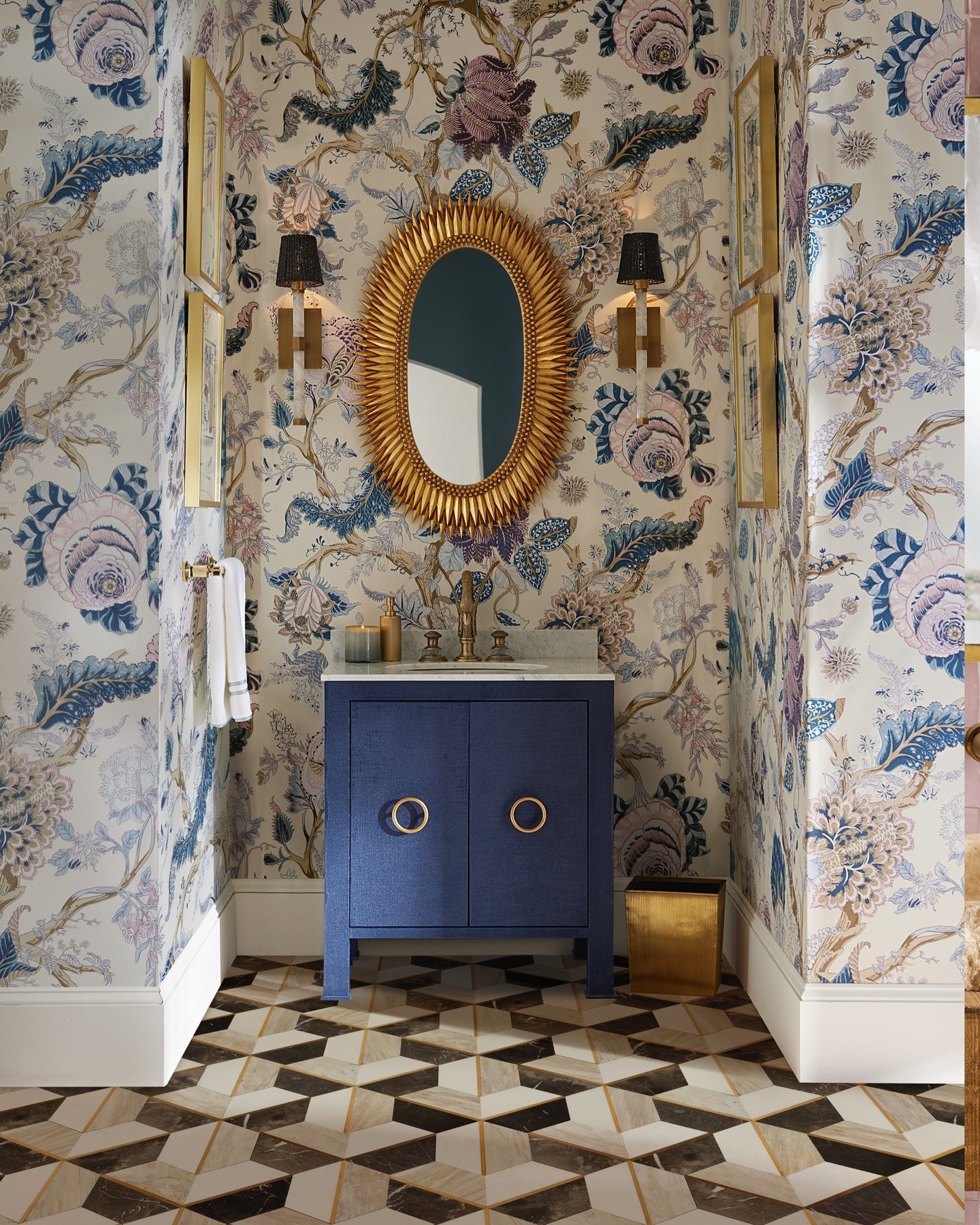 4. Tropical Oasis Escape: Palm Fronds and Parrots In a Vintage Bathroom Setting