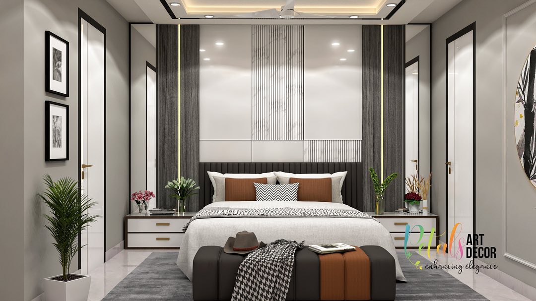 40. Moonlit Serenity: a Bedroom with Charcoal Walls and Soft Silver Accents