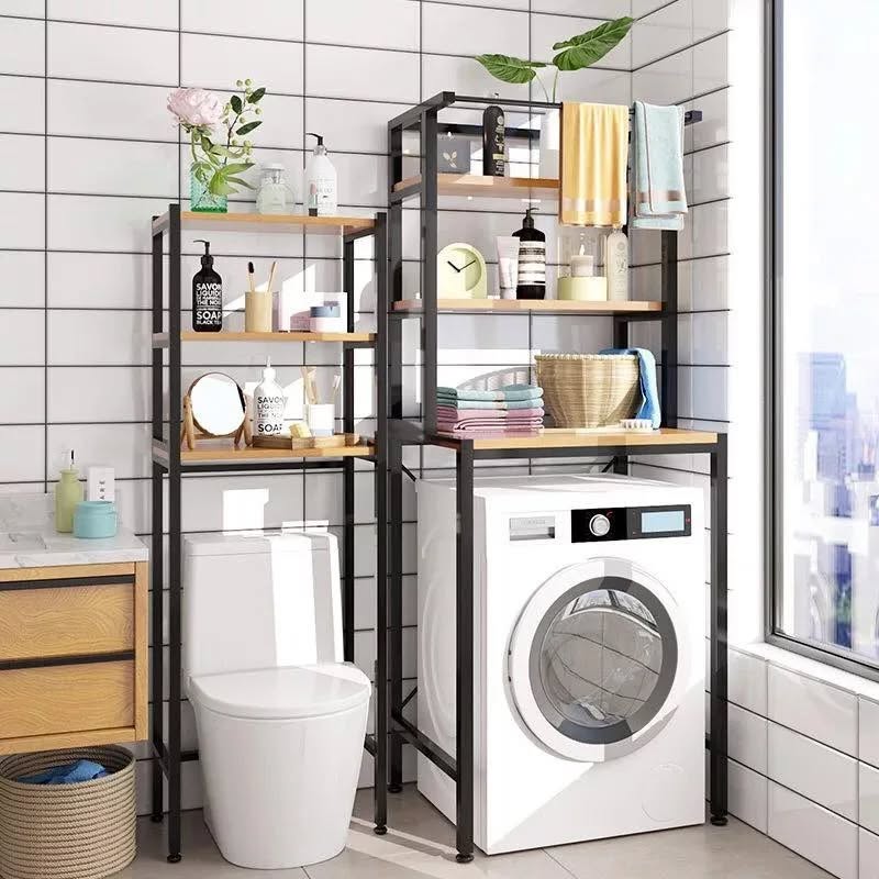 13. Under-sink Sliding Baskets with Geometric Towel Rack In Coastal Blue