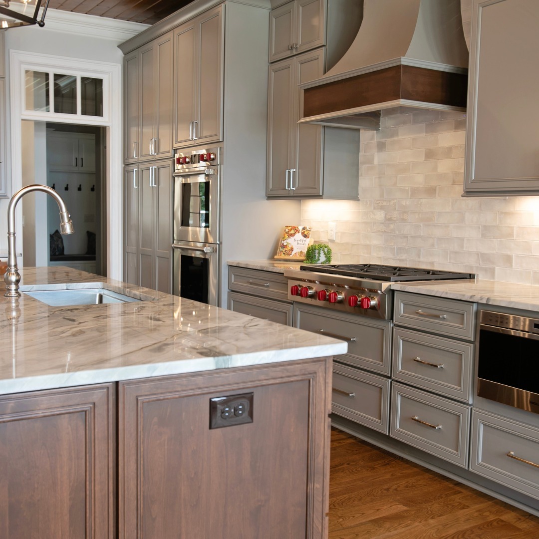 2. a Symphony Of Olive and Brass: the Geometric Grid Cabinetry