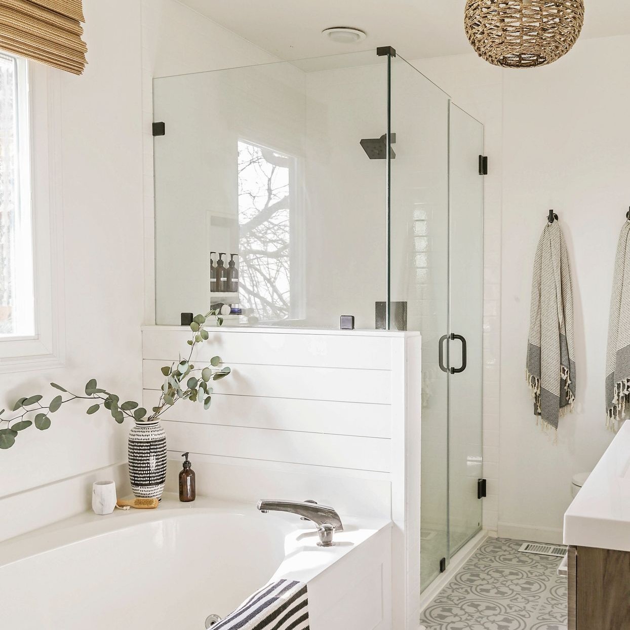 18. the Porcelain Lotus and Geometric Tiles Fusion In a Minimalist Oasis
