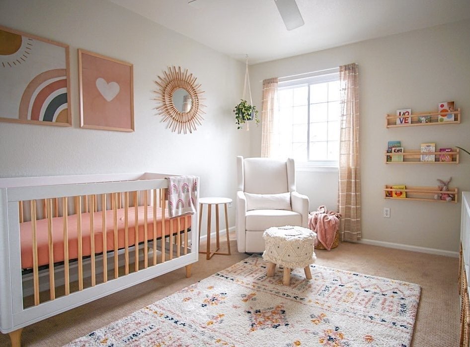 3. Soft Lavender Whispers with Whimsical Wall Art In Girl's Nursery