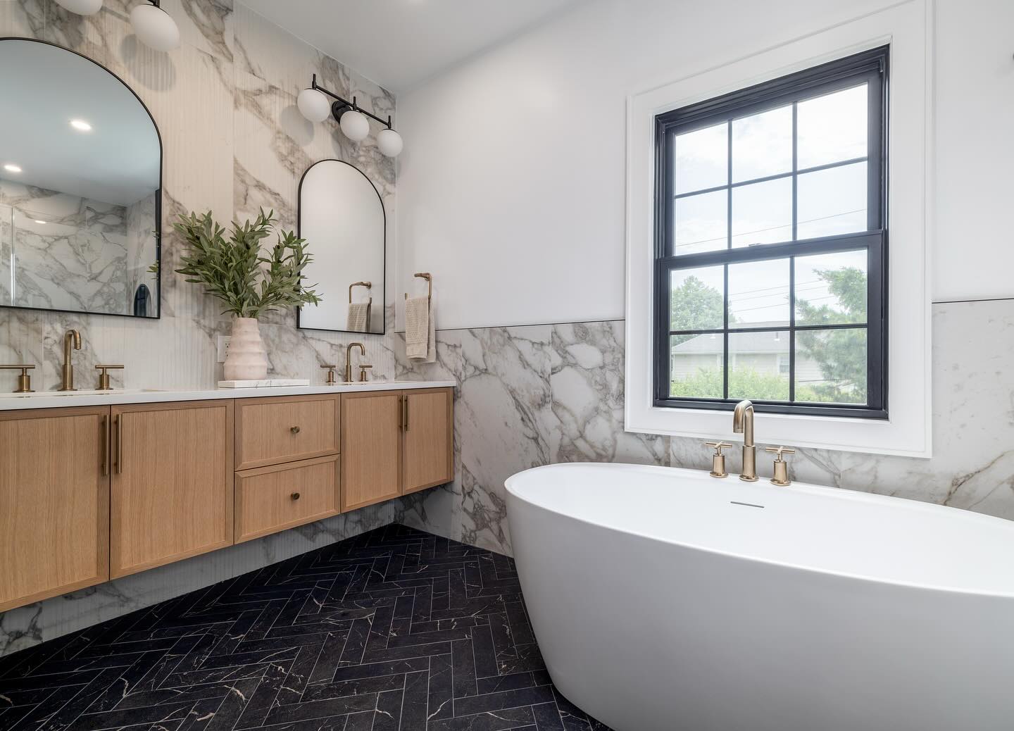 20. Dreamy Eucalyptus Haven with Sunlit Tiles and Brass Accents