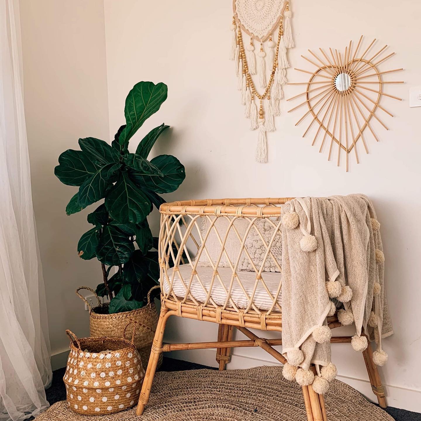 22. Moonlit Forest Canopy Crib with Starry Mobile In Soft Lavender and Mint