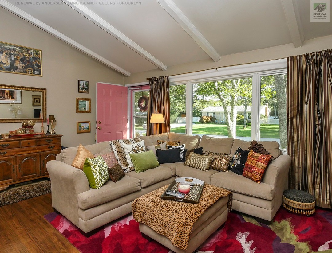 33. Cozy Nook with Vintage Turntable and Indigo Throws Amidst Soft Beige Tones