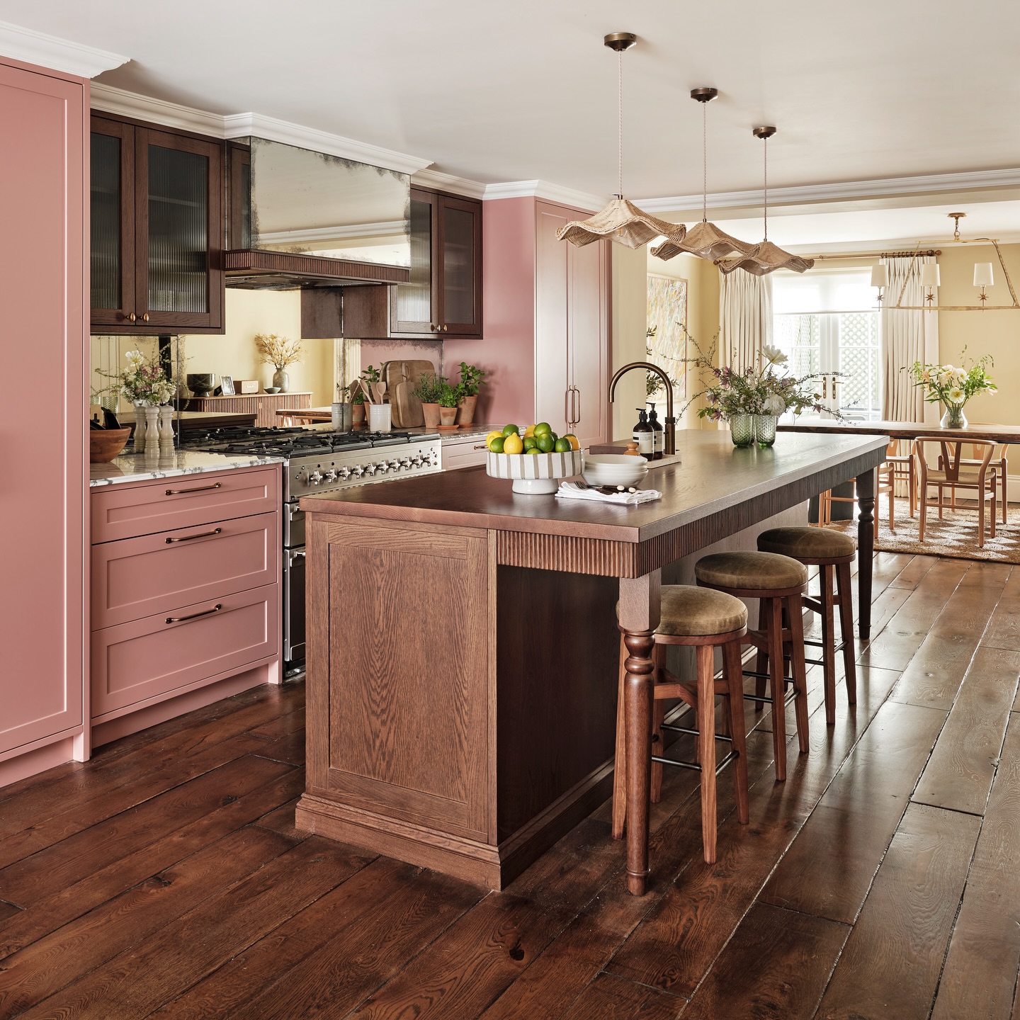 17. Cotton Candy Clouds and Copper Accents: a Dreamy Pink Kitchen Escape