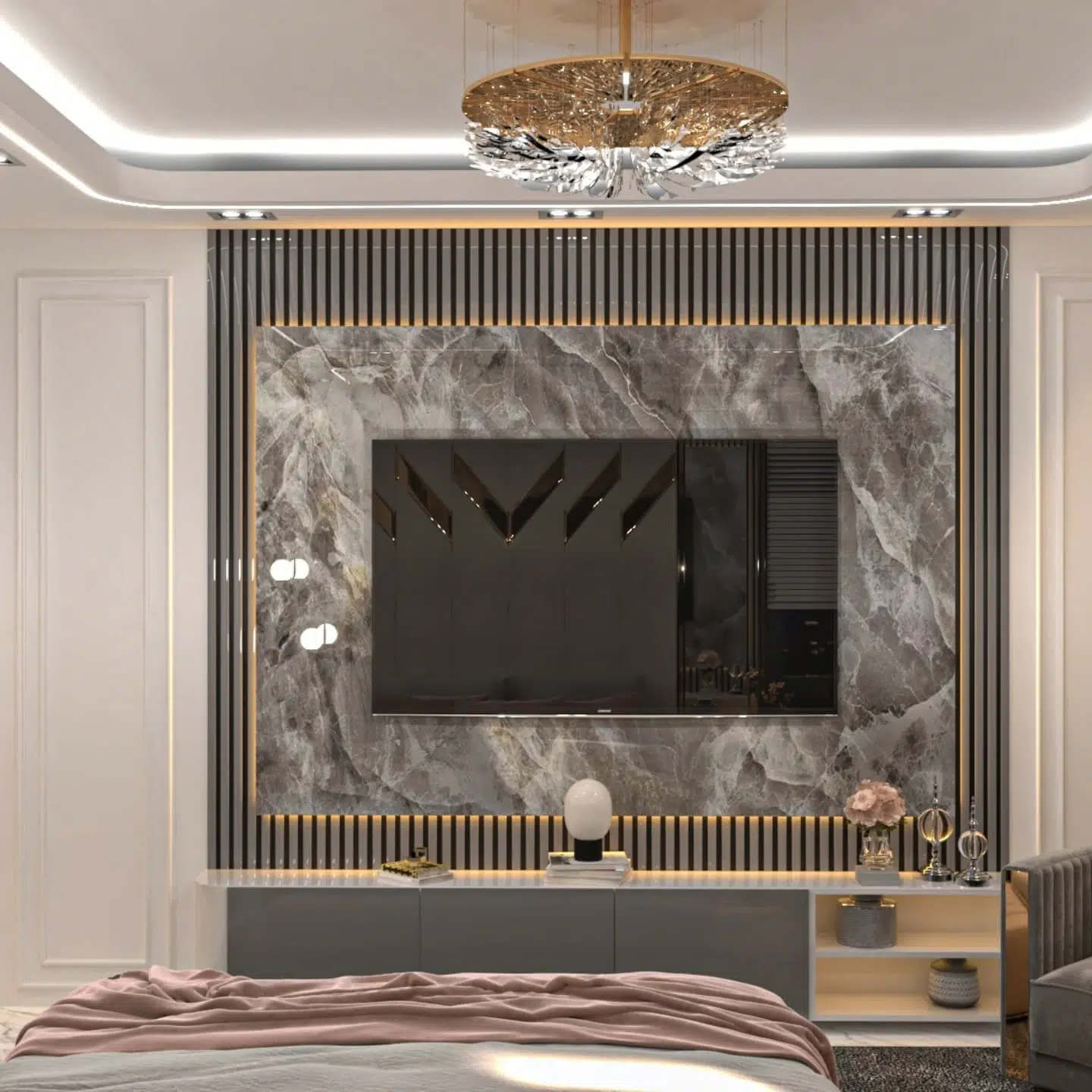 6. Moonlit Dreamscape Wall Art with Glowing Lantern Accents