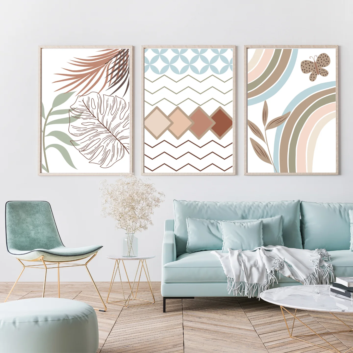 31. Vibrant Geometric Mosaic with a Touch Of Vintage Brass Accents