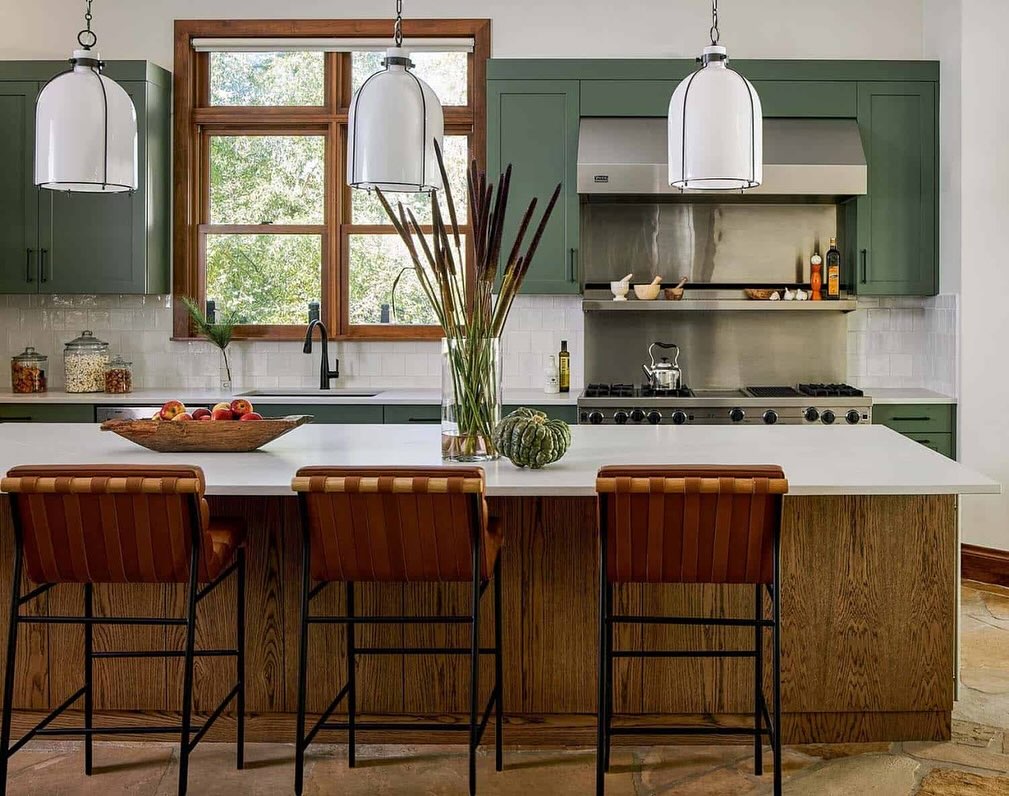 47. a Sunflower Yellow Mixer Amidst a Symphony Of Sage Green Cabinets