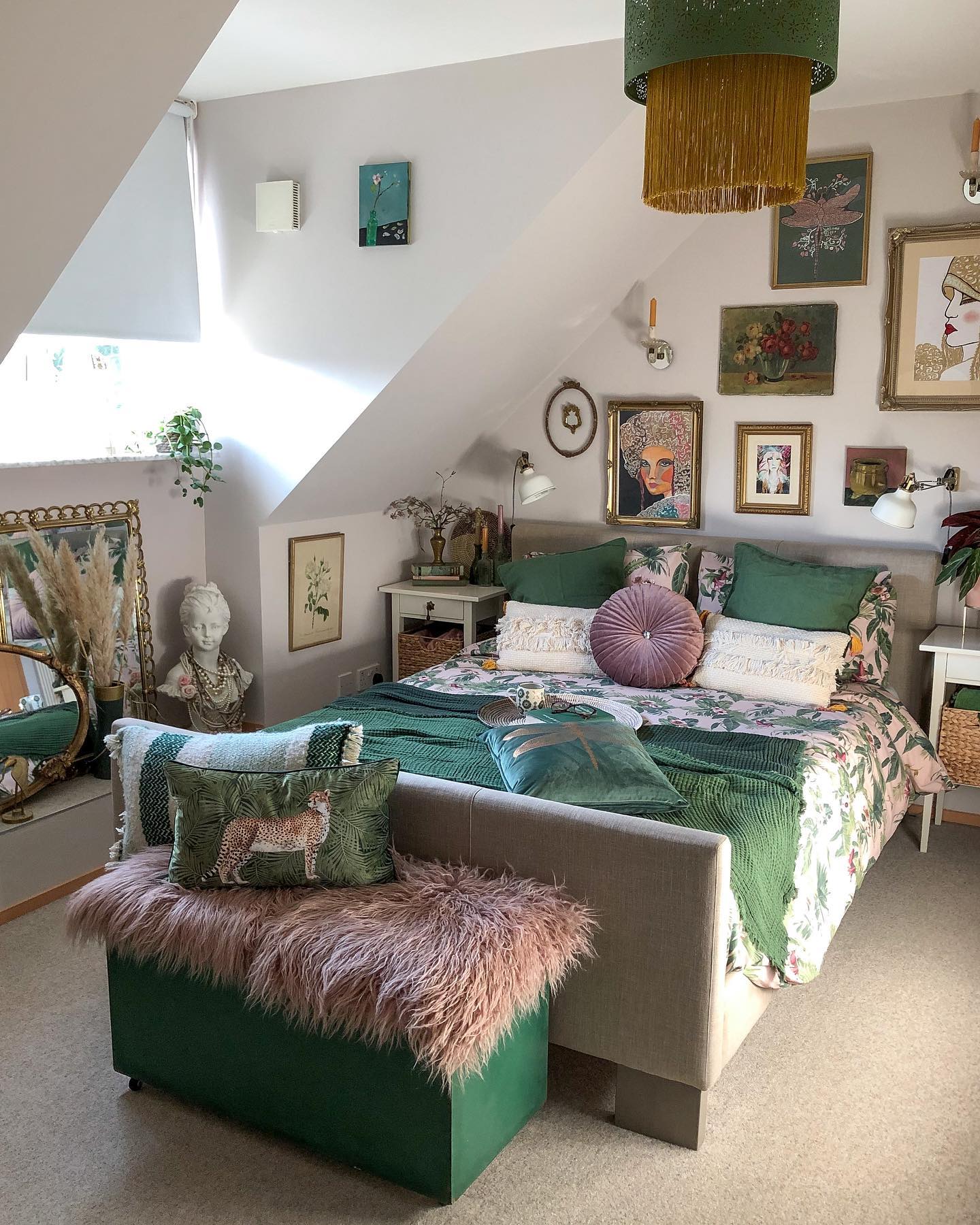 13. Moonlit Serenity: a Bedside Nook with Starry Canopy and Woven Textures