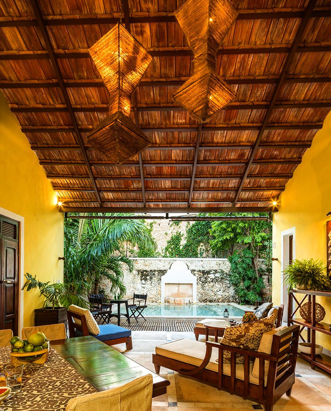 19. the Cactus-framed Adobe Archway with Terracotta Tiles and Hanging Lanterns