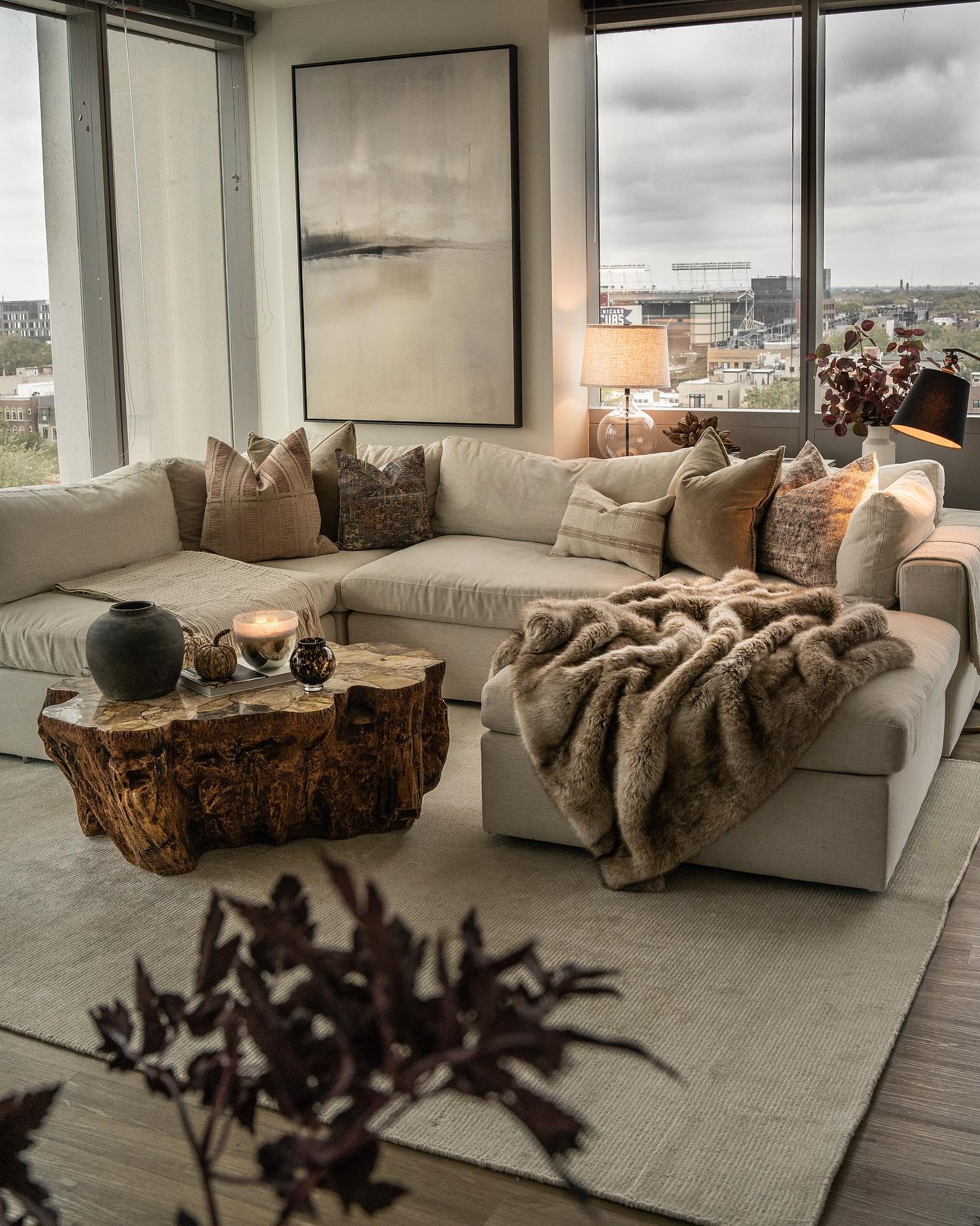 26. the Fireplace-framed Bookcase and Geometric Rug Retreat
