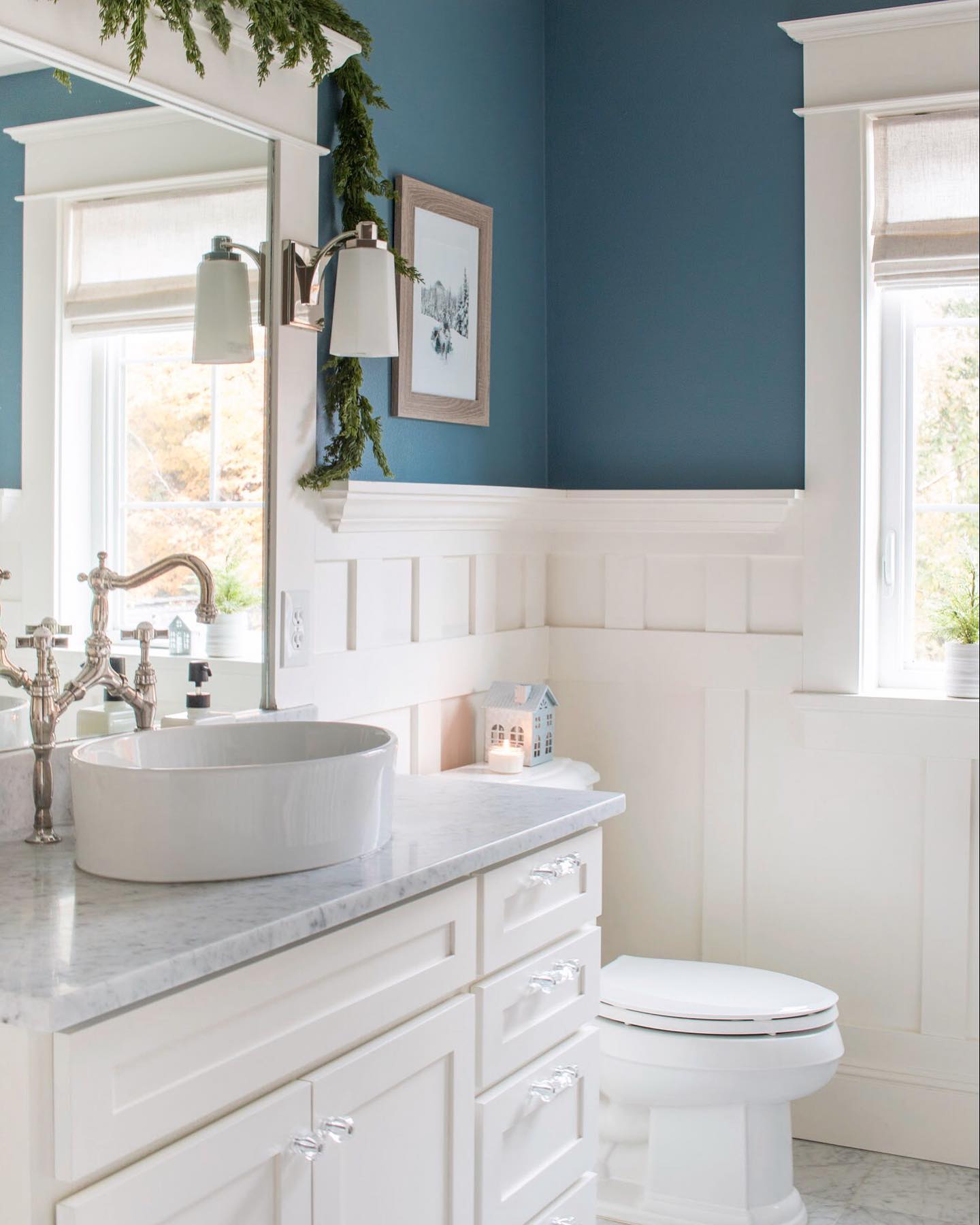 4. Snowflake Soaps and Pinecone Accents: a Frosty Bathroom Retreat