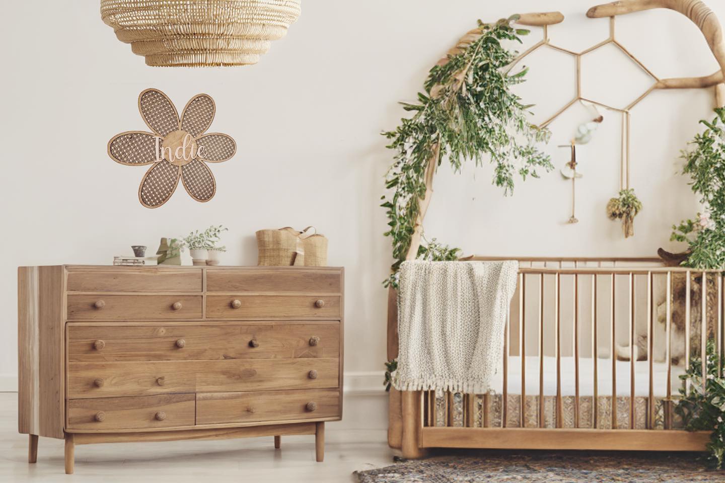 36. Soft Lavender Whispers: a Canopy Crib with Floral Wall Accents