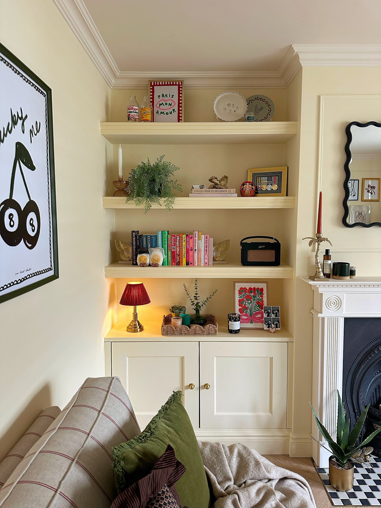 14. Moonlit Alcove Shelves with Geometric Accents