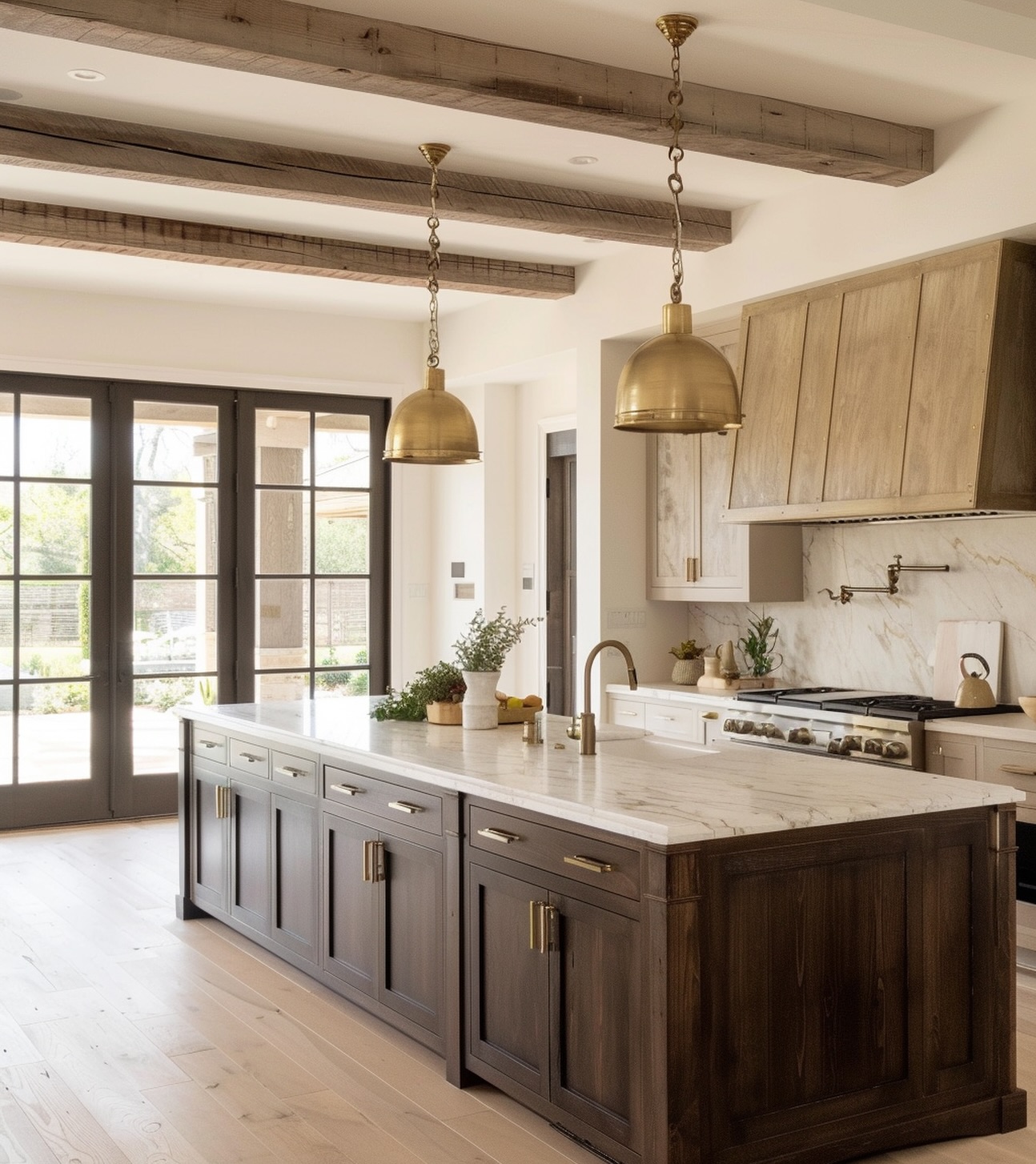 14. Kitchen Cabinetry with a Whimsical Mosaic Backsplash and Vintage Brass Hardware