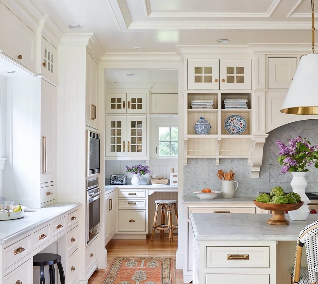27. the Sunlit Symphony Of Shaker Cabinets with Brass Accents