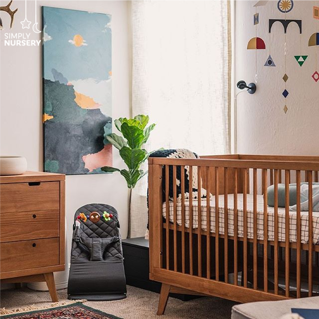 29. the Whispering Willow Crib and Geometric Serenity Wall In Soft Pastels