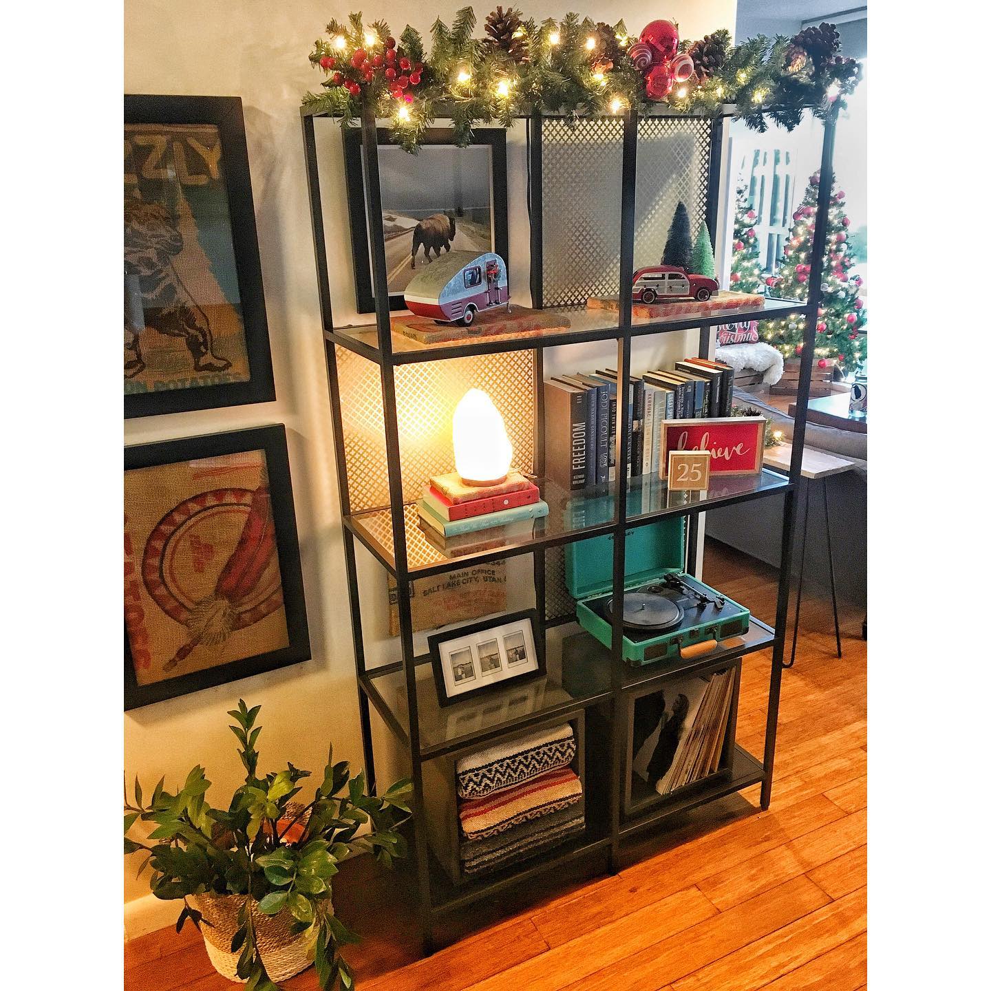 1. Crimson Bauble Cascade on Miniature Pine: a Festive Touch for Tiny Spaces