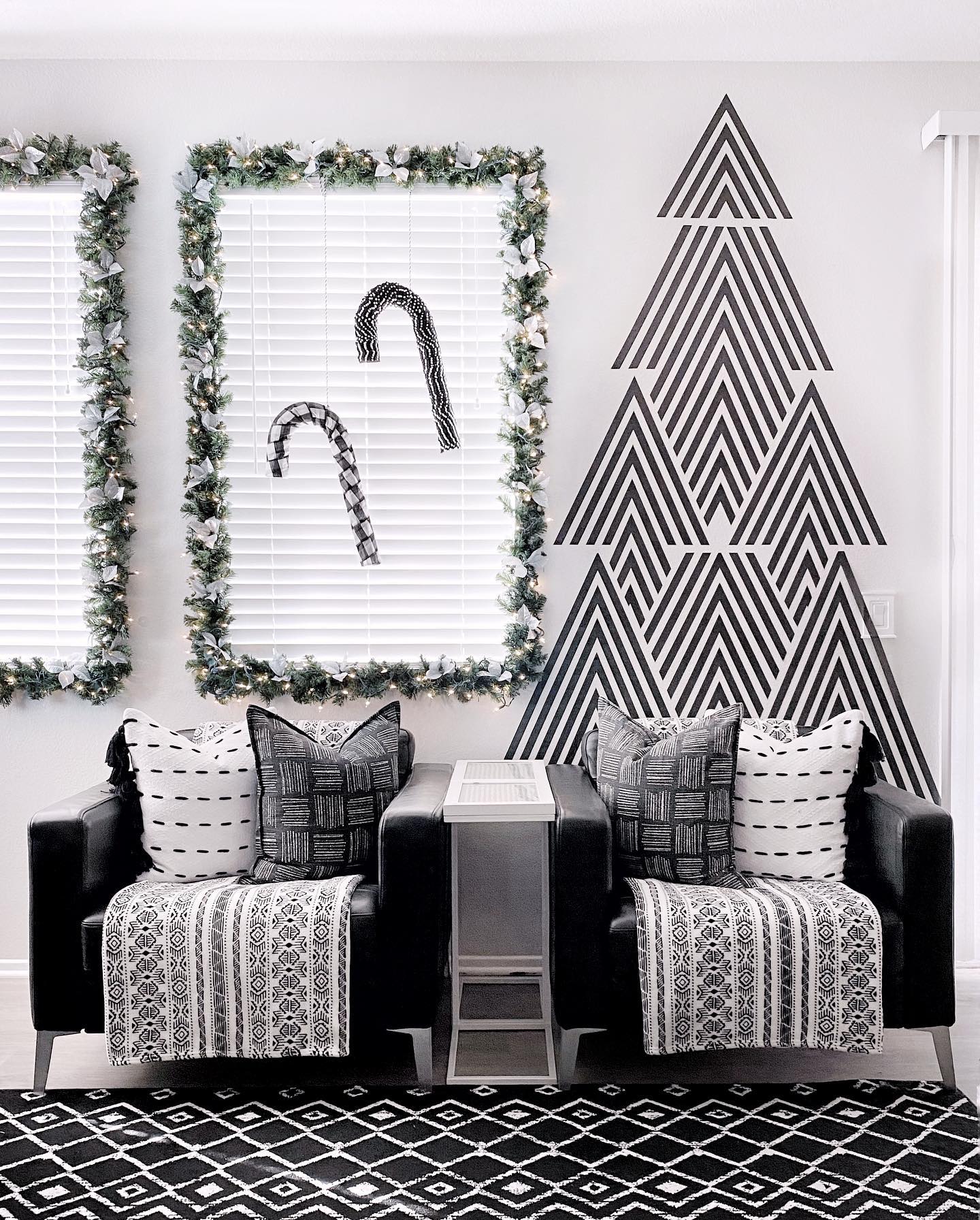 26. Midnight Snowflake Garland: a Delicate Dance Of Black and White Ribbons