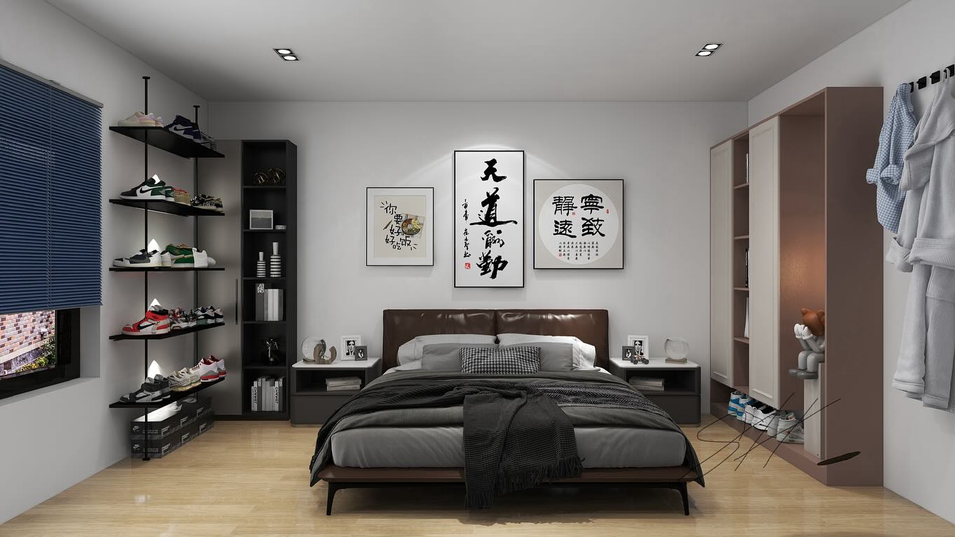 18. Masculine Minimalism with Industrial Edge: Exposed Brick and Leather Accents