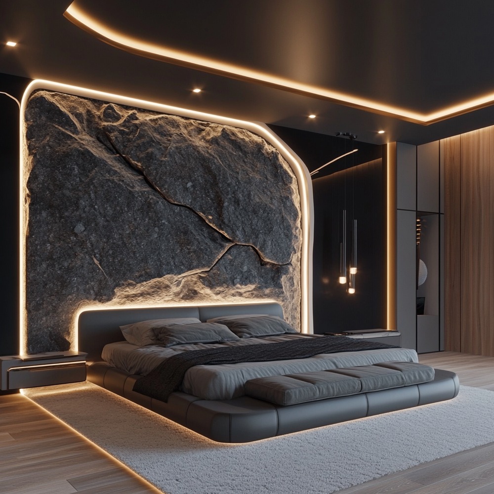 23. Moonlit Serenity: a Bedroom Draped In Silver and Indigo