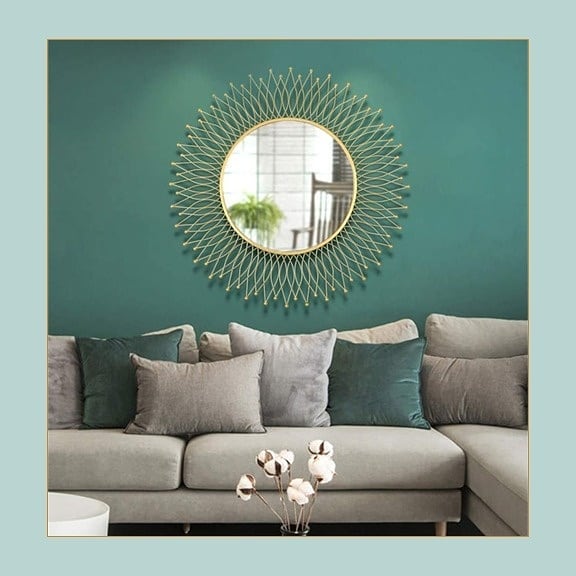 22. Sunlit Geometric Elegance: Hexagonal Mirrors Reflecting a Modern Oasis