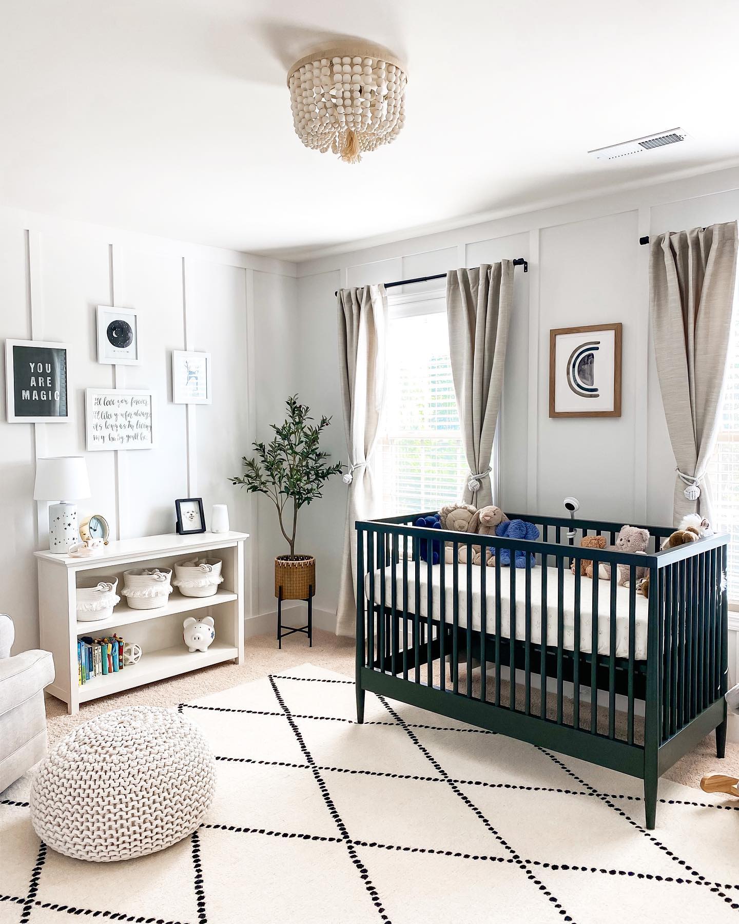 6. Moonlit Forest Canopy Crib with Starry Night Accents