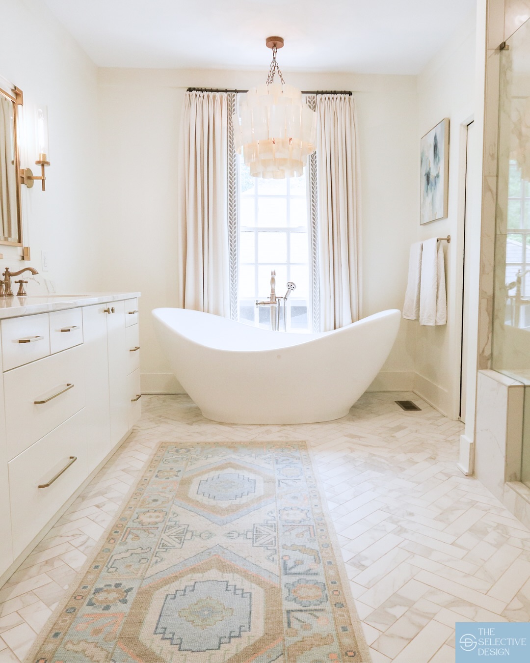 29. the Antique Brass Crane Faucet and Vintage Milk Glass Sink Ensemble