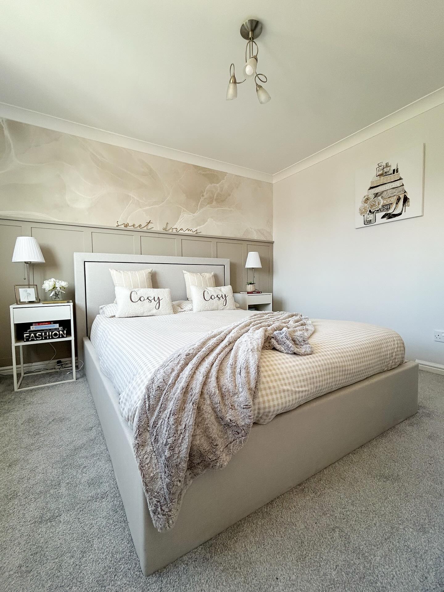 57. Moonlit Serenity: the Soft Glow Of a Crescent-shaped Headboard Against Neutral Tones