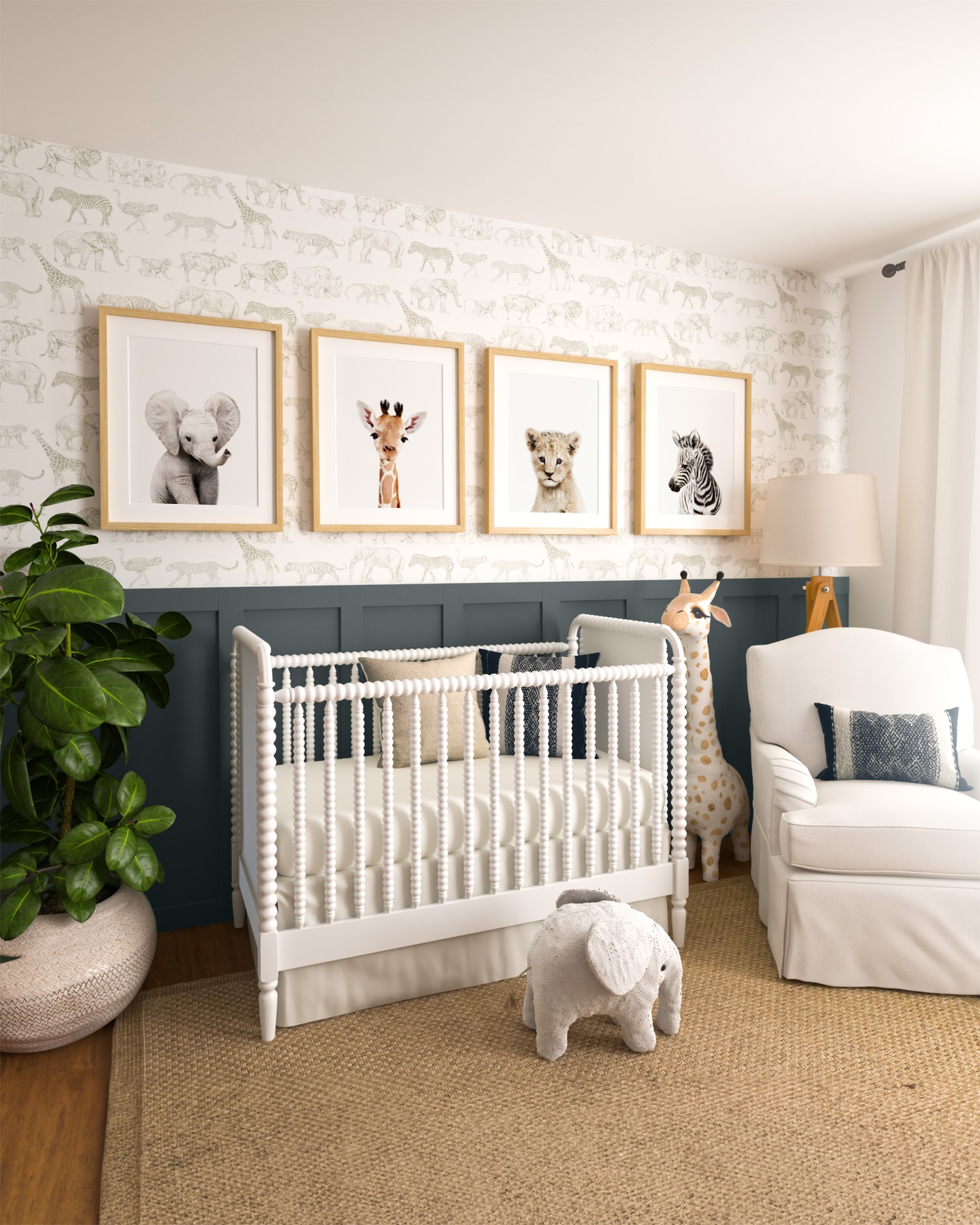 19. Starry Night Mobile and Geometric Wall Art Create a Cosmic Nursery Oasis