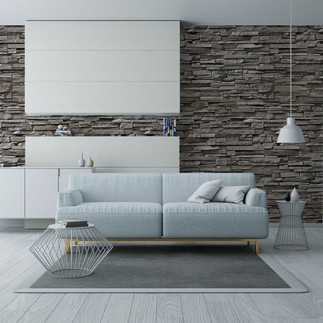 18. Vibrant Geometric Mosaic Tiles Accent Wall with Cozy Nook Seating