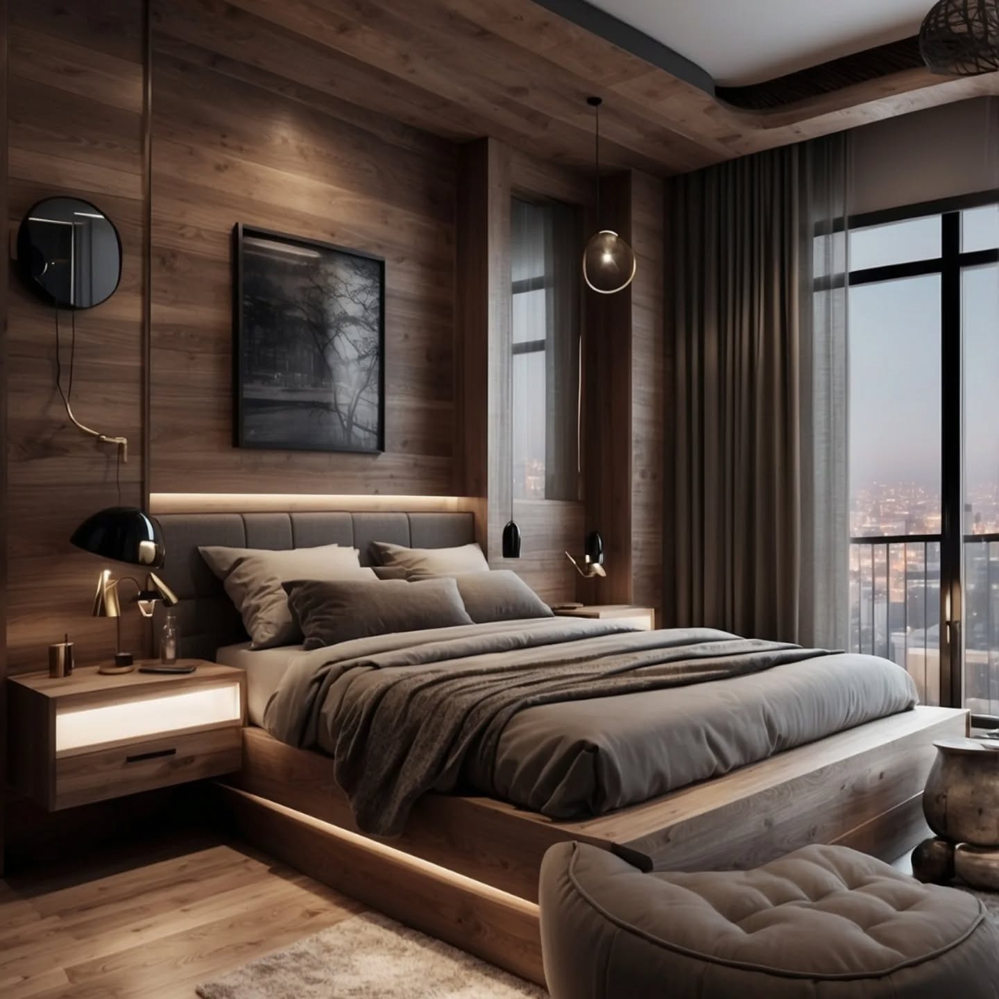 29. the Midnight Blue Wall and Edison Bulb Industrial Retreat