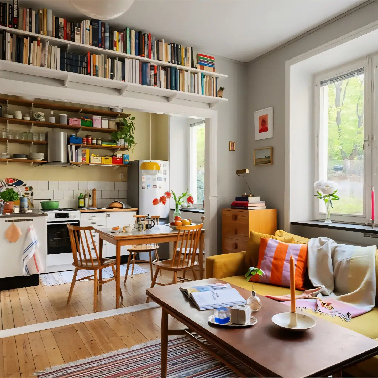 26. a Cobalt Blue Sofa Anchored by Geometric Terracotta Rugs In a Sunlit Nook